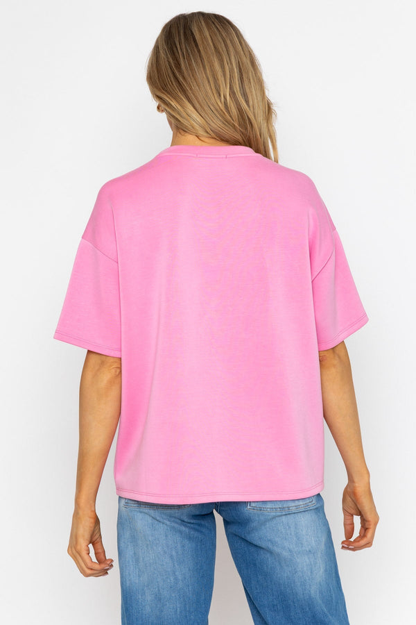 Carraig Donn Pink Viscose Blend Slogan Top
