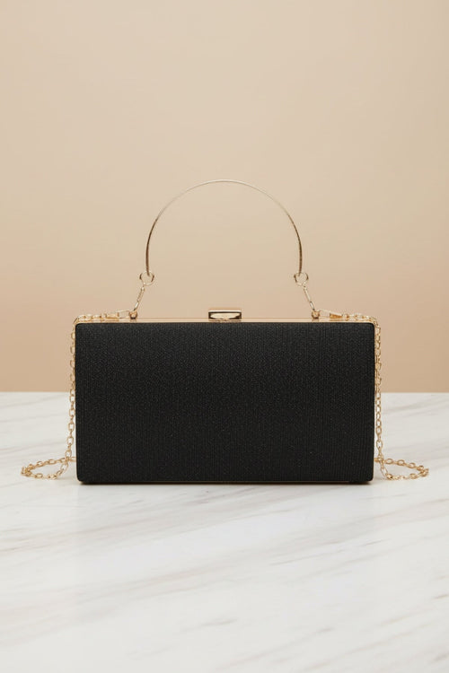 Carraig Donn Pleated Sparkle Black Clutch Bag