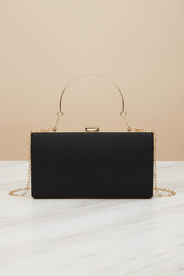 Carraig Donn Pleated Sparkle Black Clutch Bag