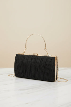 Carraig Donn Pleated Sparkle Black Clutch Bag