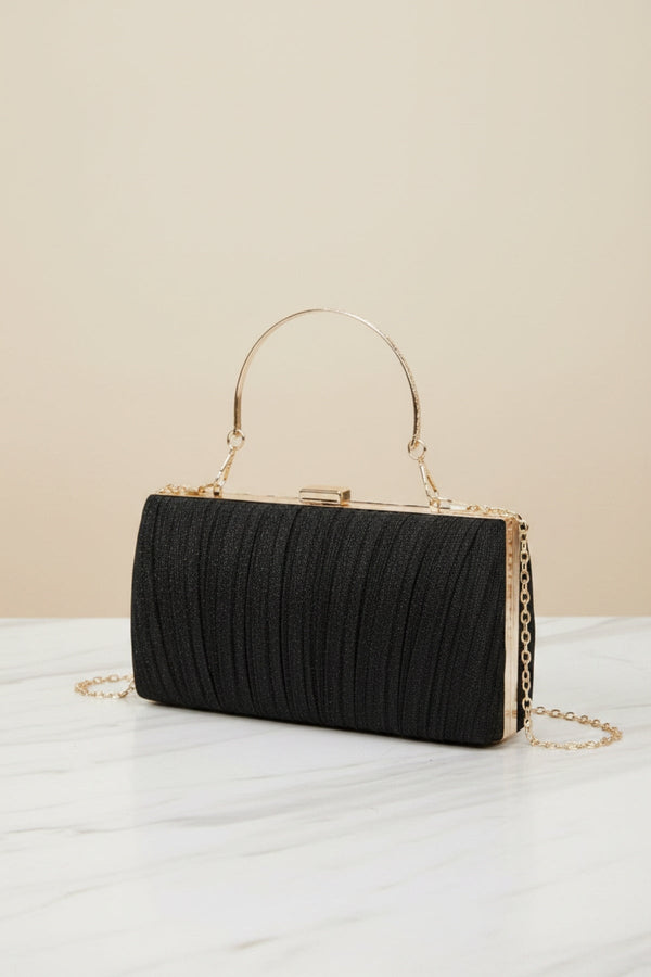 Carraig Donn Pleated Sparkle Black Clutch Bag