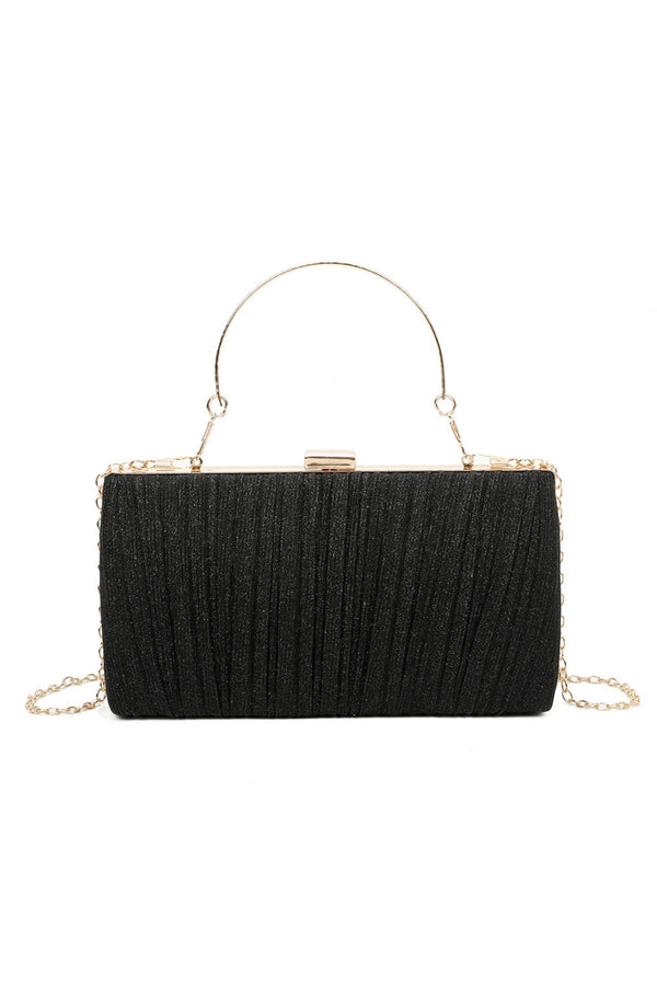 Carraig Donn Pleated Sparkle Black Clutch Bag