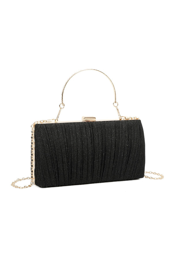 Carraig Donn Pleated Sparkle Black Clutch Bag