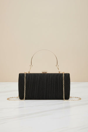 Carraig Donn Pleated Sparkle Black Clutch Bag