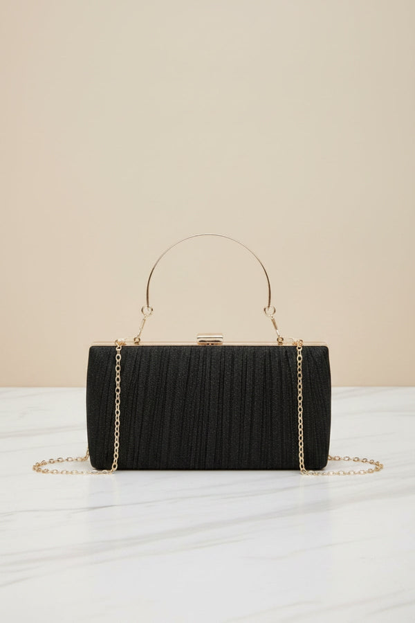 Carraig Donn Pleated Sparkle Black Clutch Bag