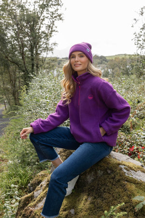 Carraig Donn Plum Purple Fleece With Contrast Zip