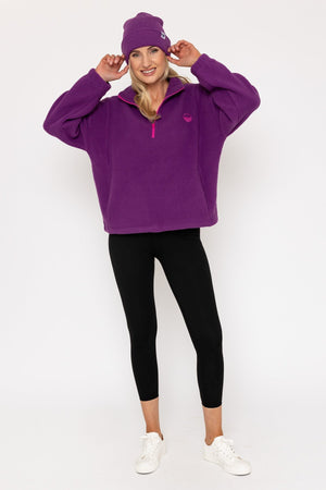 Carraig Donn Plum Purple Fleece With Contrast Zip