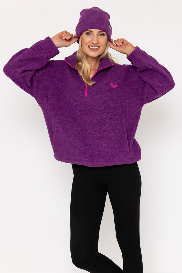Carraig Donn Plum Purple Fleece With Contrast Zip