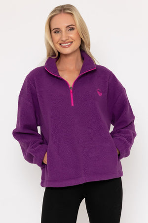 Carraig Donn Plum Purple Fleece With Contrast Zip