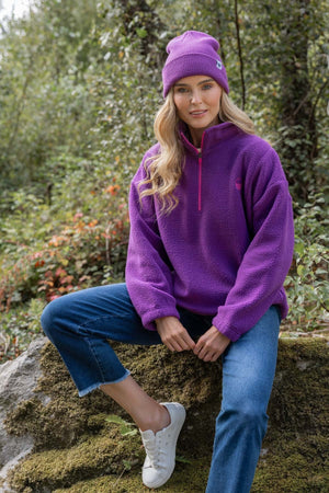 Carraig Donn Plum Purple Fleece With Contrast Zip