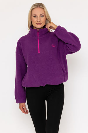 Carraig Donn Plum Purple Fleece With Contrast Zip