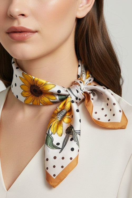 Polka Dot Gold Border Neckerchief Scarf