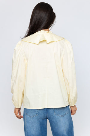 Carraig Donn Poplin Ruffle Blouse in Yellow