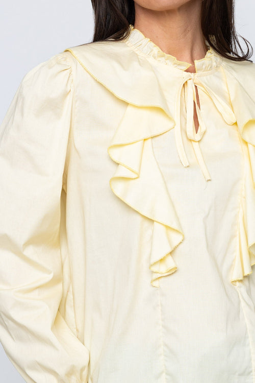 Carraig Donn Poplin Ruffle Blouse in Yellow