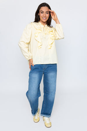 Carraig Donn Poplin Ruffle Blouse in Yellow