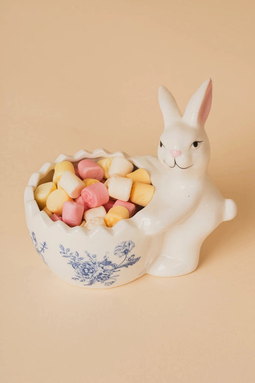 Blue Porcelain Bunny Pot