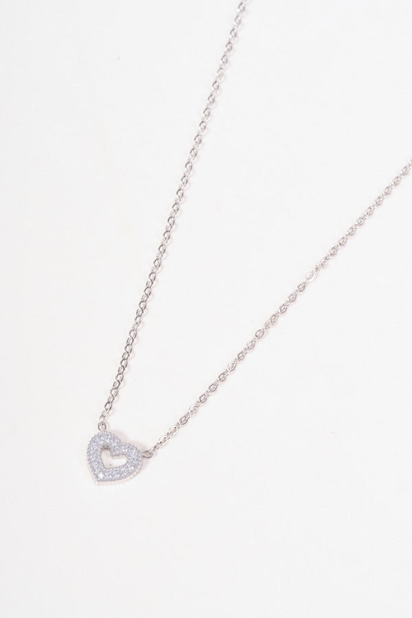 Carraig Donn Pretty Silver Heart Necklace