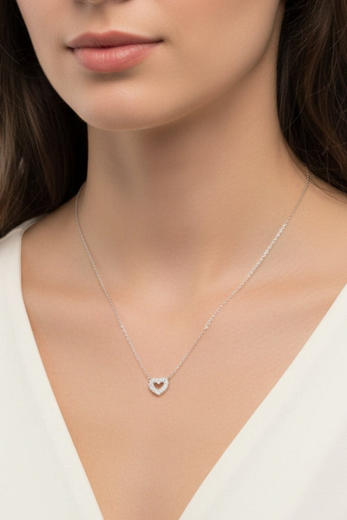 Pretty Silver Heart Necklace
