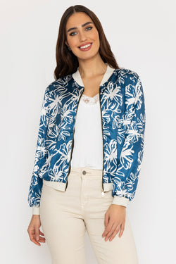 Carraig Donn Printed Bomber Jacket in Navy