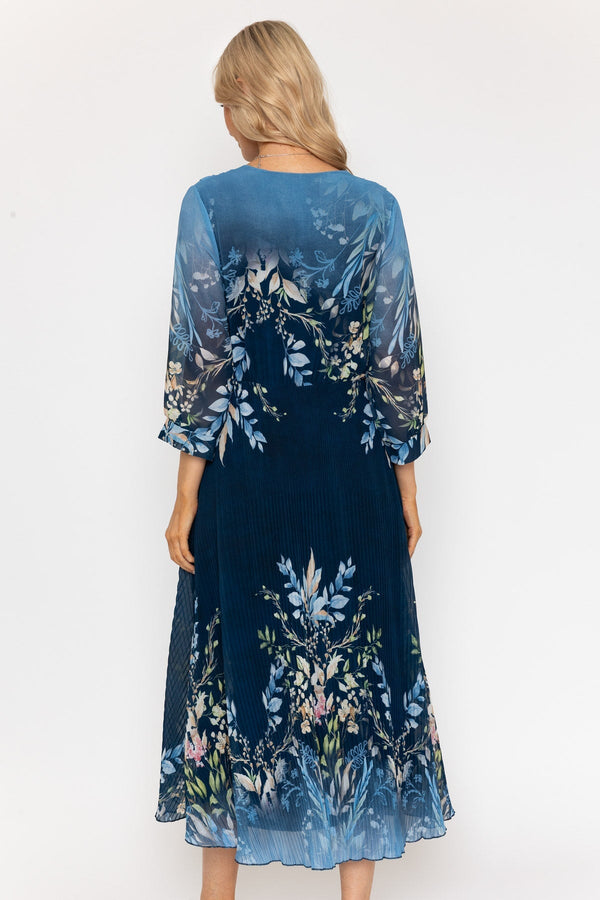Carraig Donn Printed Hannah Midi Dress in Navy