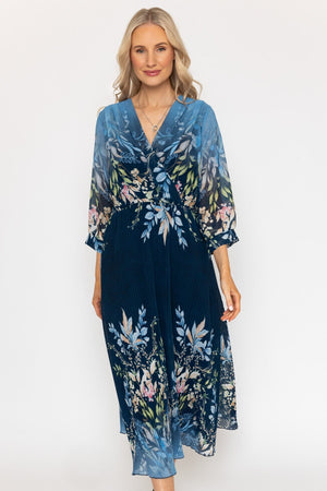 Carraig Donn Printed Hannah Midi Dress in Navy