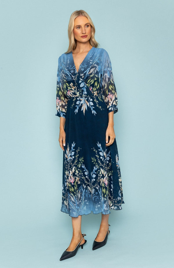 Carraig Donn Printed Hannah Midi Dress in Navy