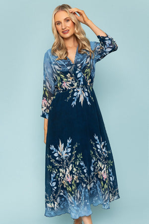 Carraig Donn Printed Hannah Midi Dress in Navy