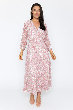 Carraig Donn Printed Hannah Midi Dress in Pink
