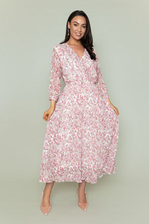Carraig Donn Printed Hannah Midi Dress in Pink