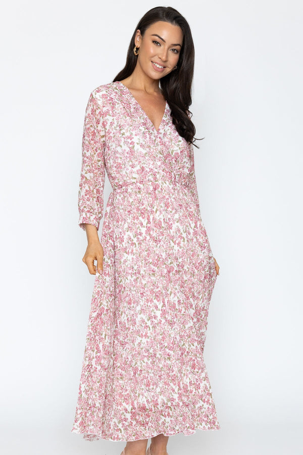 Carraig Donn Printed Hannah Midi Dress in Pink