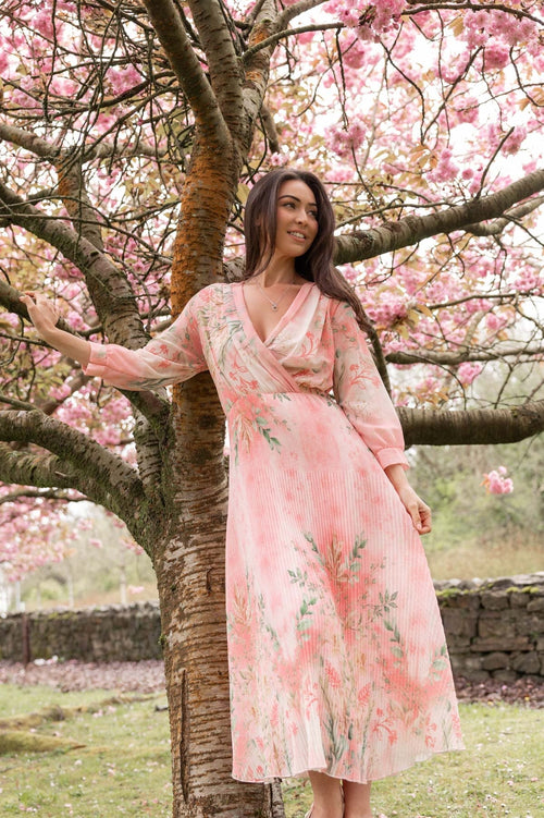 Carraig Donn Printed Hannah Midi Dress in Pink Floral