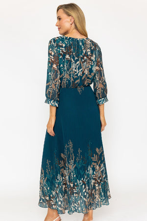 Carraig Donn Printed Hannah Midi Dress in Teal