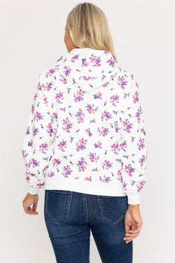 Carraig Donn Printed Textured Jersey Hoodie in Pink