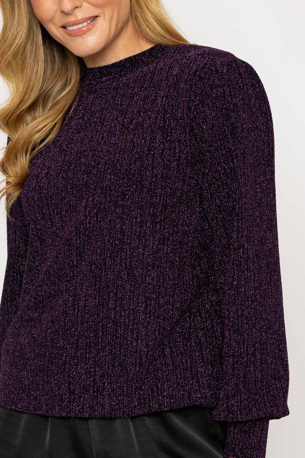 Carraig Donn Purple Sparkle Long Sleeve Top