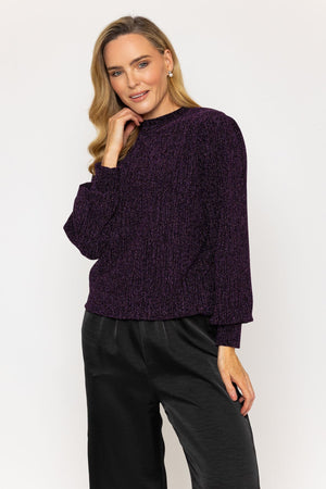 Carraig Donn Purple Sparkle Long Sleeve Top