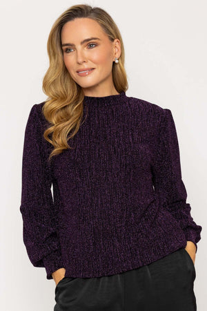 Carraig Donn Purple Sparkle Long Sleeve Top