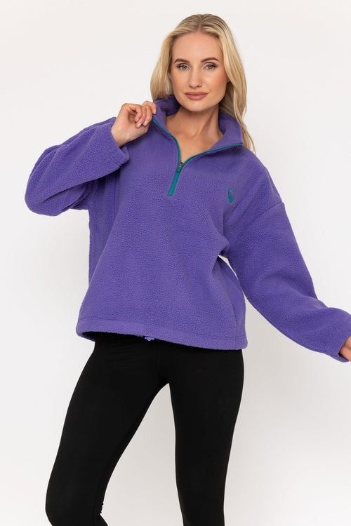 Purple Teddy Fleece With Contrast Zip