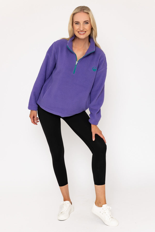 Carraig Donn Purple Teddy Fleece With Contrast Zip
