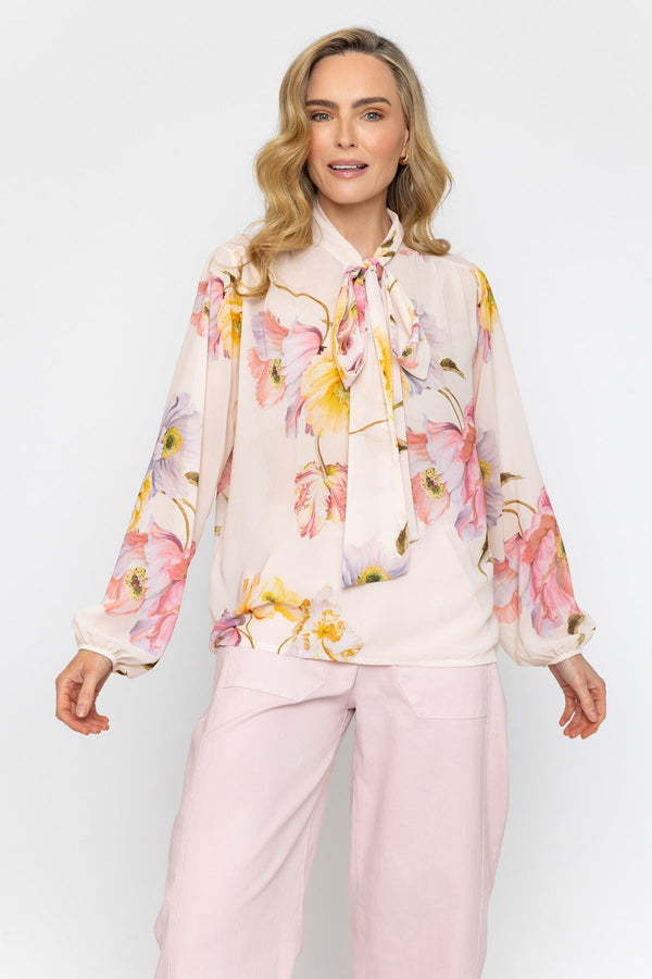 Carraig Donn Pussybow Multi Print Blouse