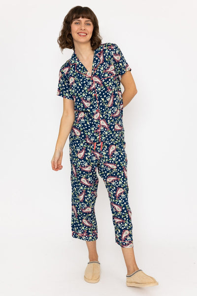 Carraig Donn Pyjama Set With 3/4 Leg in Navy Print