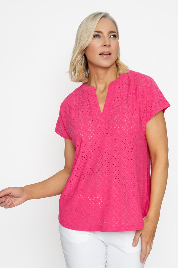 Carraig Donn Raspberry Short Sleeve Jersey Top