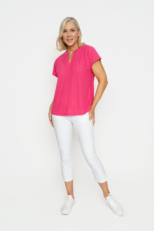 Carraig Donn Raspberry Short Sleeve Jersey Top