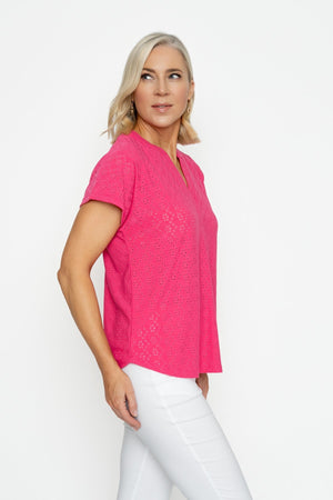 Carraig Donn Raspberry Short Sleeve Jersey Top