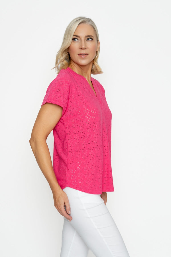 Carraig Donn Raspberry Short Sleeve Jersey Top