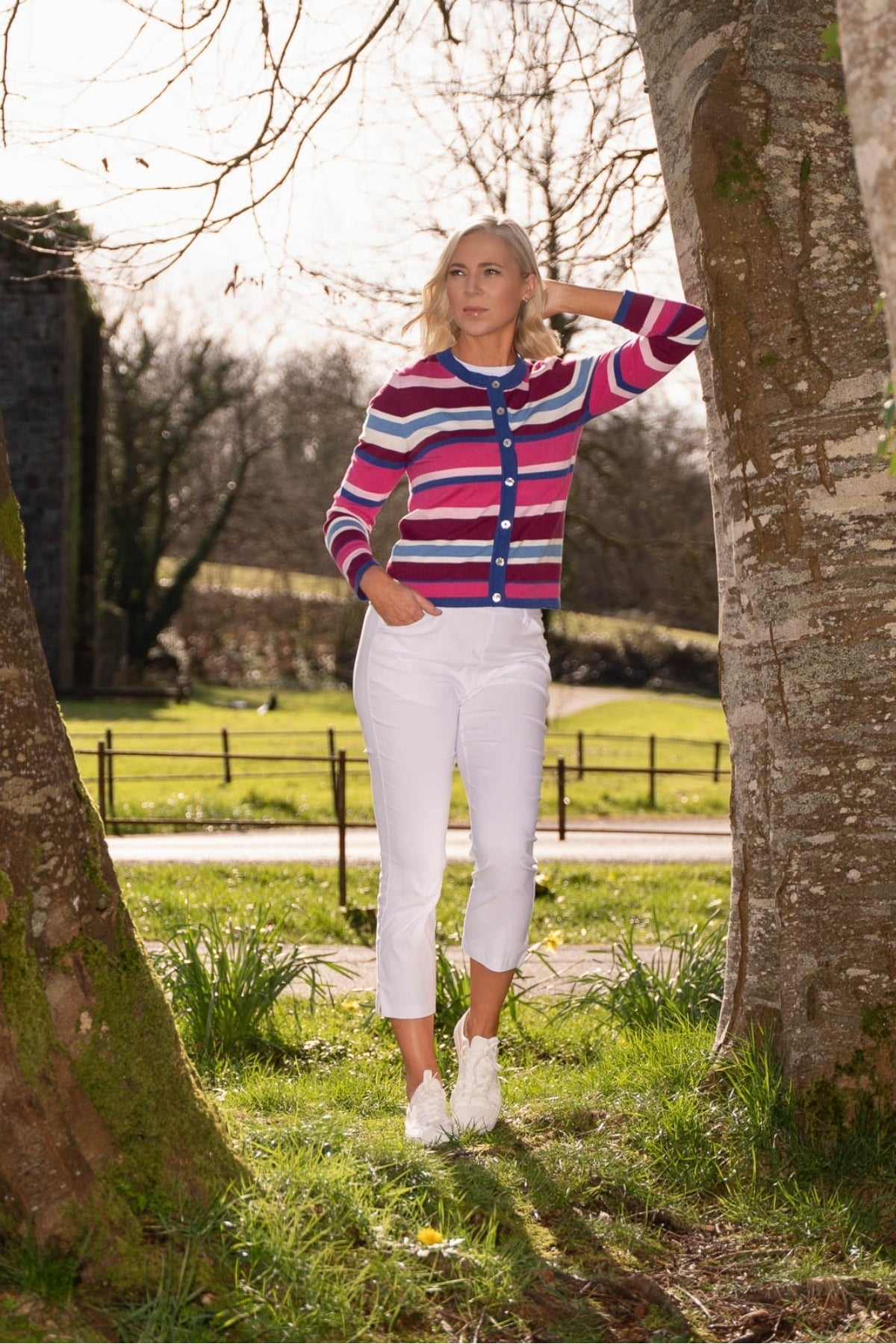 Cropped Bengaline Trousers in White