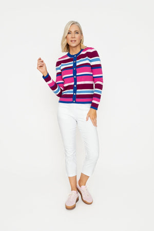 Carraig Donn Raspberry Stripe Knit Cardigan