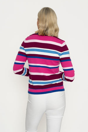 Carraig Donn Raspberry Stripe Knit Cardigan