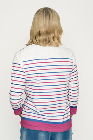 Carraig Donn Raspberry Stripe Printed Breton Top