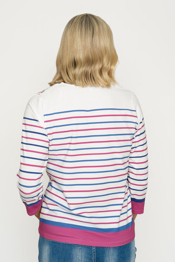 Carraig Donn Raspberry Stripe Printed Breton Top