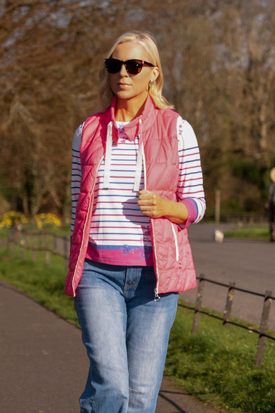 Carraig Donn Raspberry Stripe Printed Breton Top
